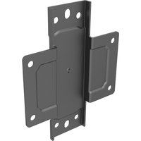 "Black metal Multibrackets M Pro Series pole clamp plate with multiple mounting holes and angular design"