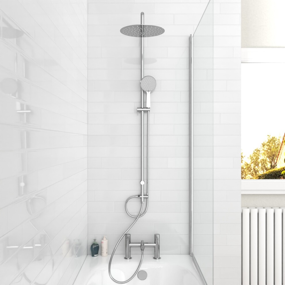 Nes Home Blossom Round Shower Mixer and Bath Filler Tap with Riser Rail Kit and Handset - image 4