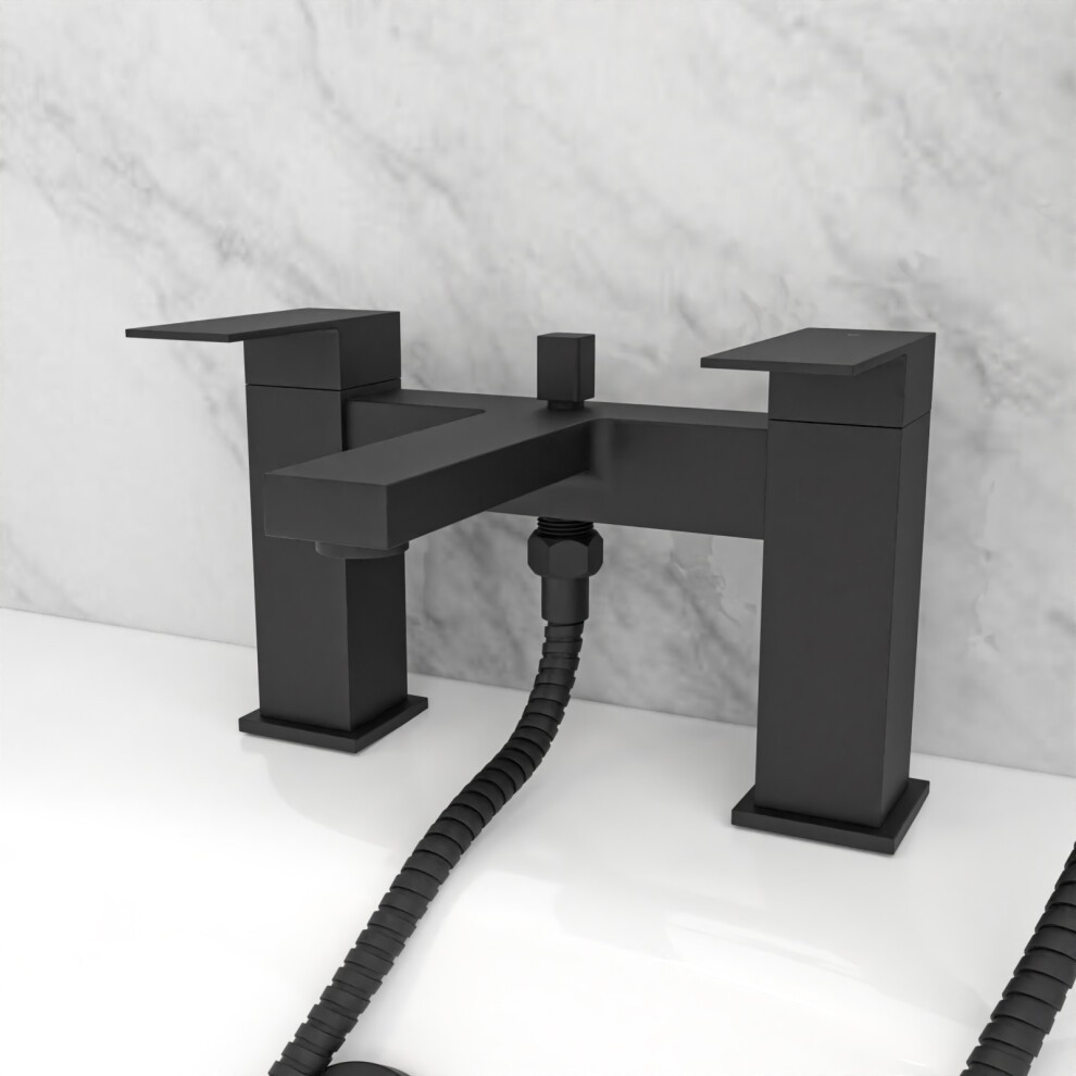 Nes Home Brayton Matte Black Square Bath Shower Mixer with Handset - image 4
