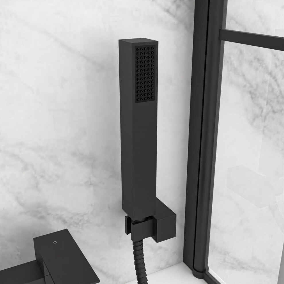 Nes Home Brayton Matte Black Square Bath Shower Mixer with Handset - image 5