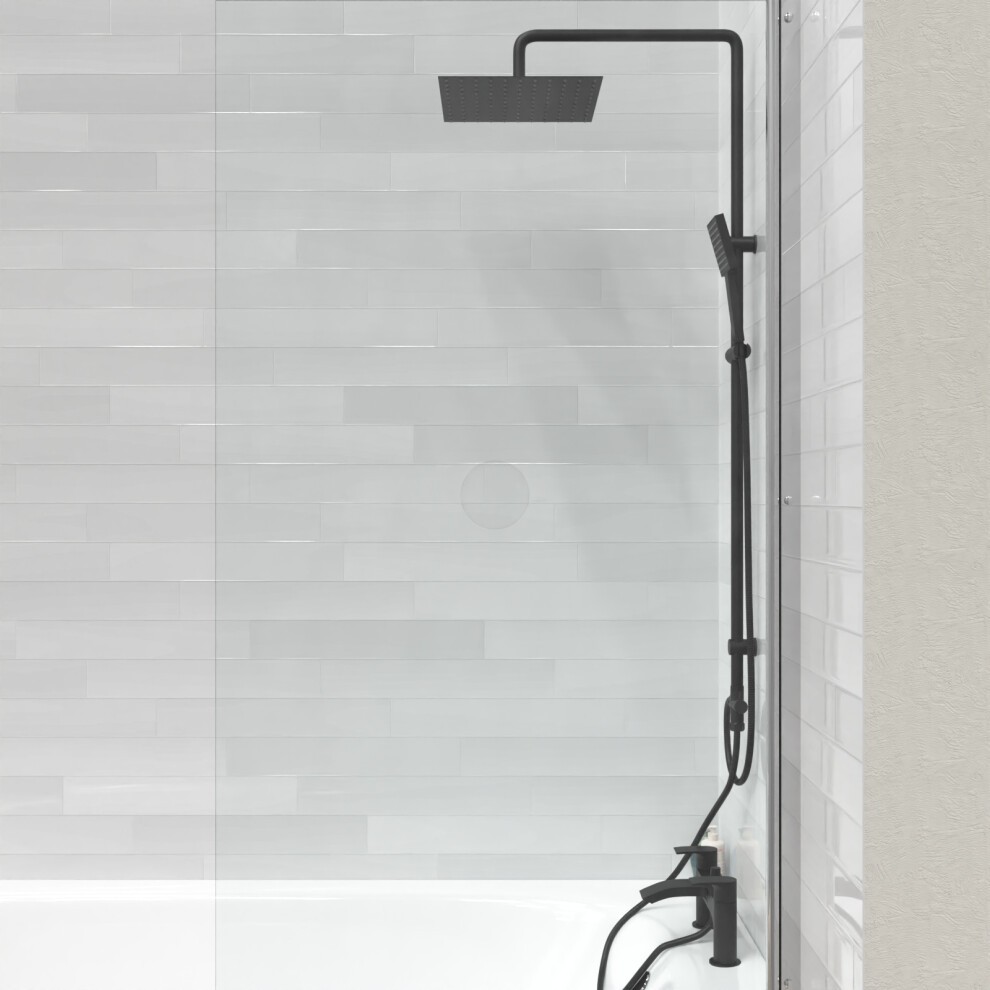 Nes Home Kenton Matte Black Square Bath Shower Mixer Tap and Riser Rail Kit with Handset - image 4