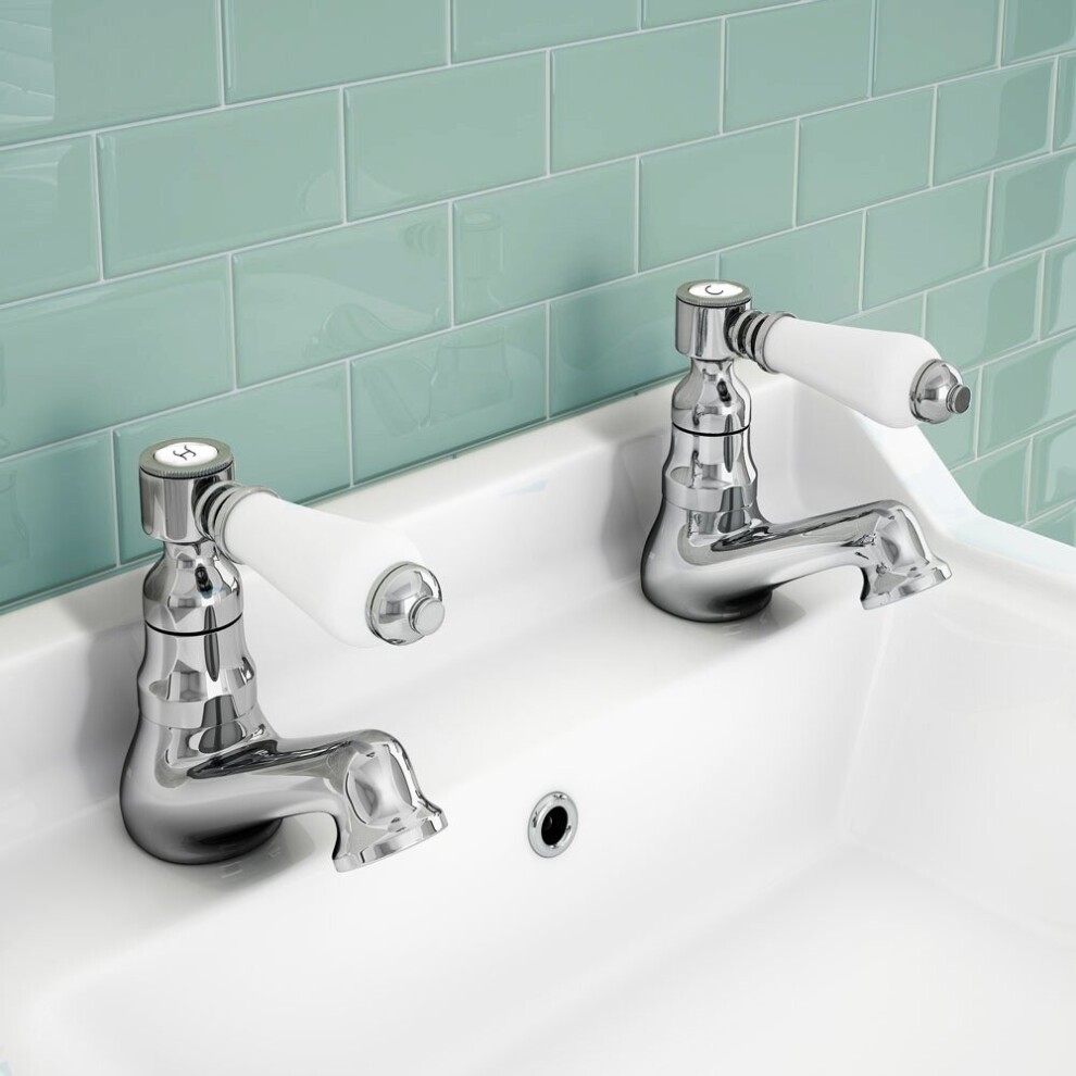Nes Home Regalia Traditional Chrome Bathroom Twin Basin and Bath Taps - image 2