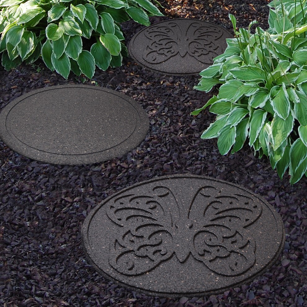 Nicoman Brown Butterfly Reversible Garden Stepping Stone 46cm 4 Pack - image 4
