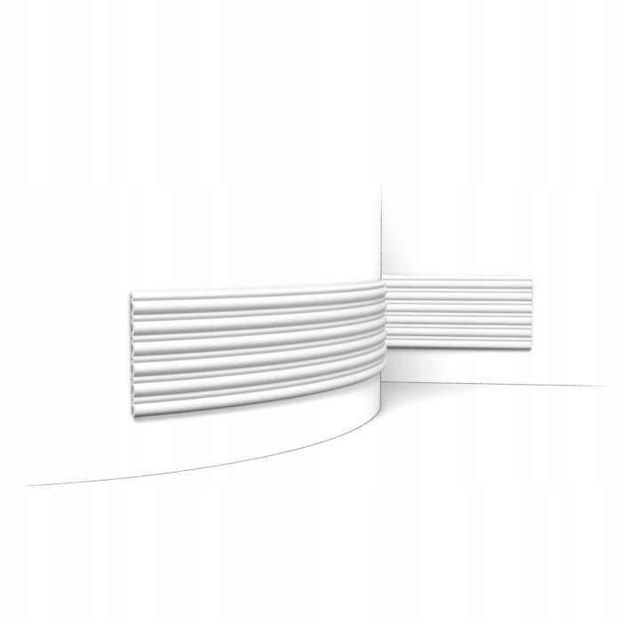 3D wall panel WX211F by Orac Decor, featuring a curved design with horizontal grooves, finished in a clean white color, suitable for modern interior decor.