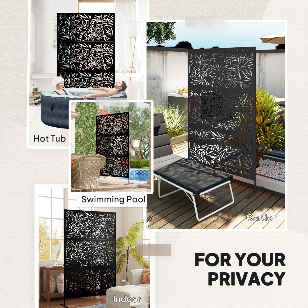 Outsunny Bamboo Black Outdoor Divider Privacy Panel with Stand - image 5