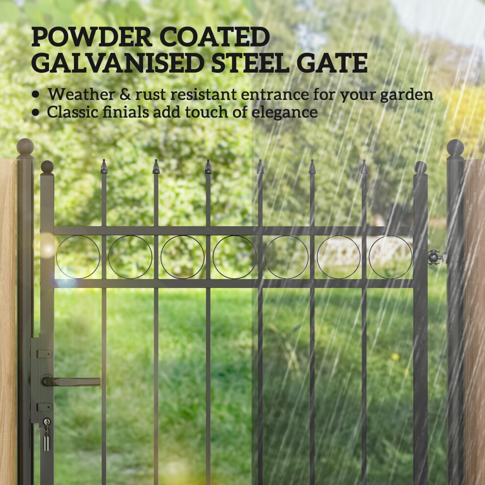 Outsunny Galvanised Steel Garden Fence Gate with Lock 204 x 105cm - image 3