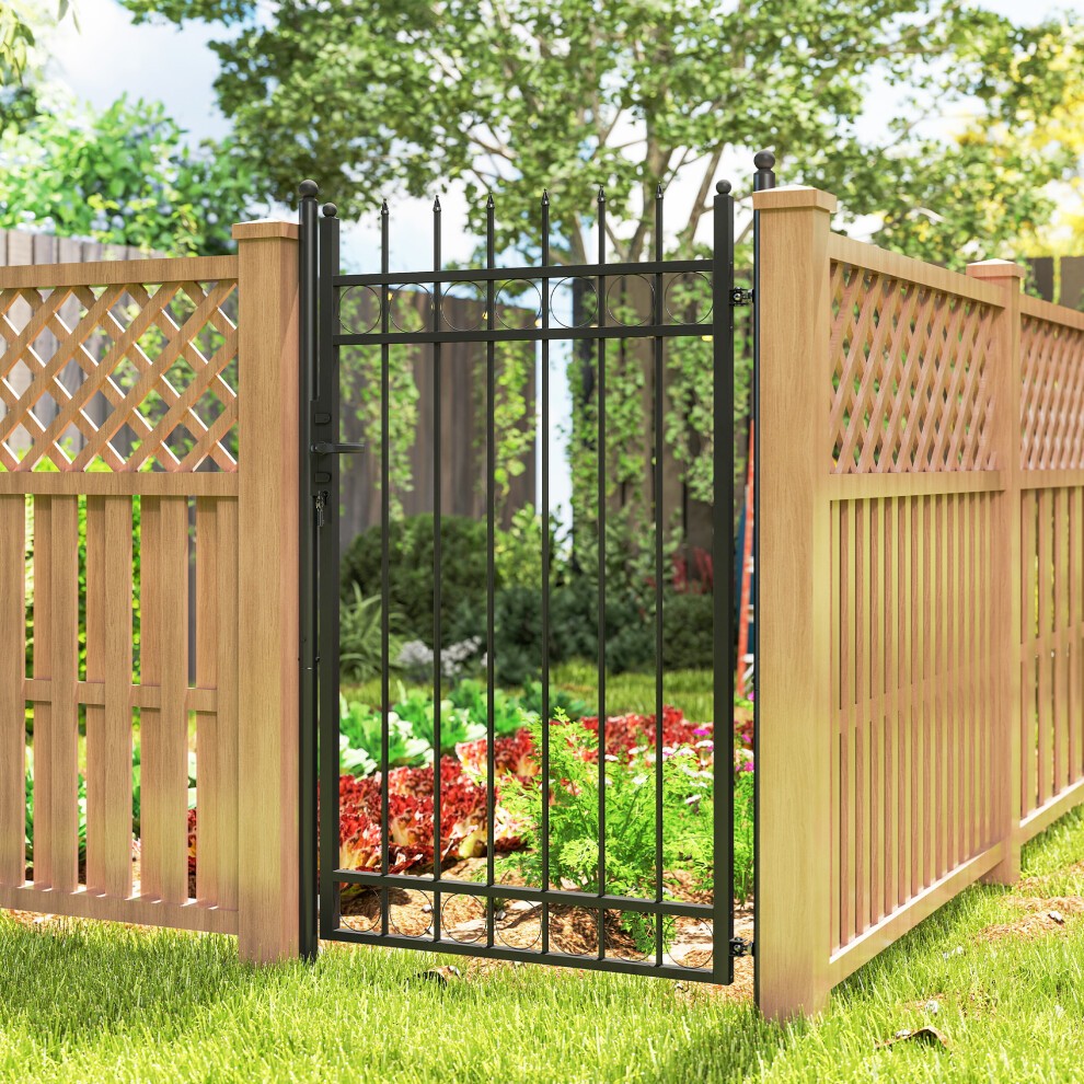 Outsunny Galvanised Steel Garden Fence Gate with Lock 204 x 105cm - image 5