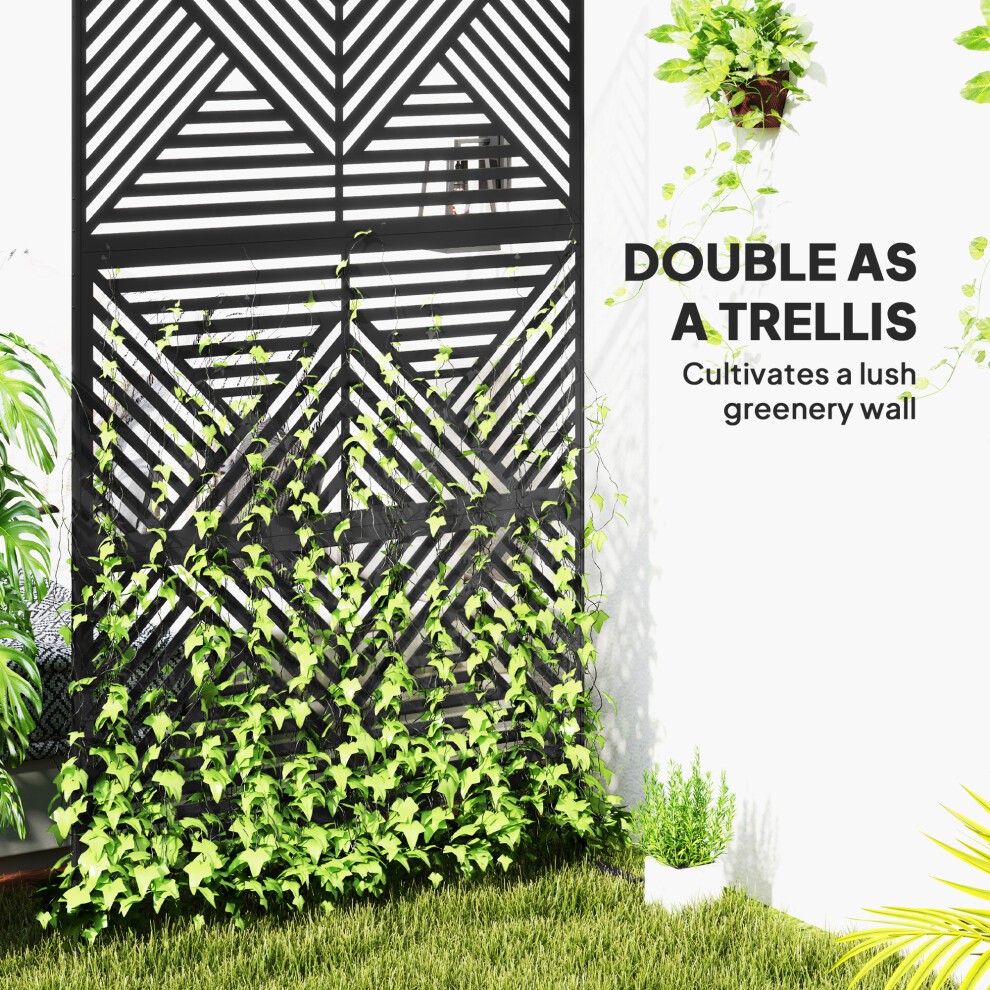 Outsunny Rhombus Black Outdoor Divider Privacy Panel with Stand - image 3