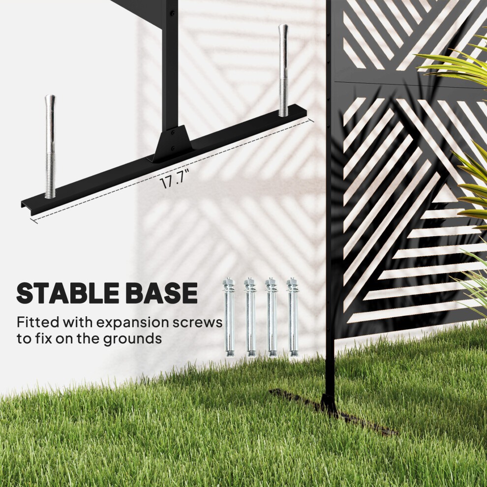 Outsunny Rhombus Black Outdoor Divider Privacy Panel with Stand - image 4