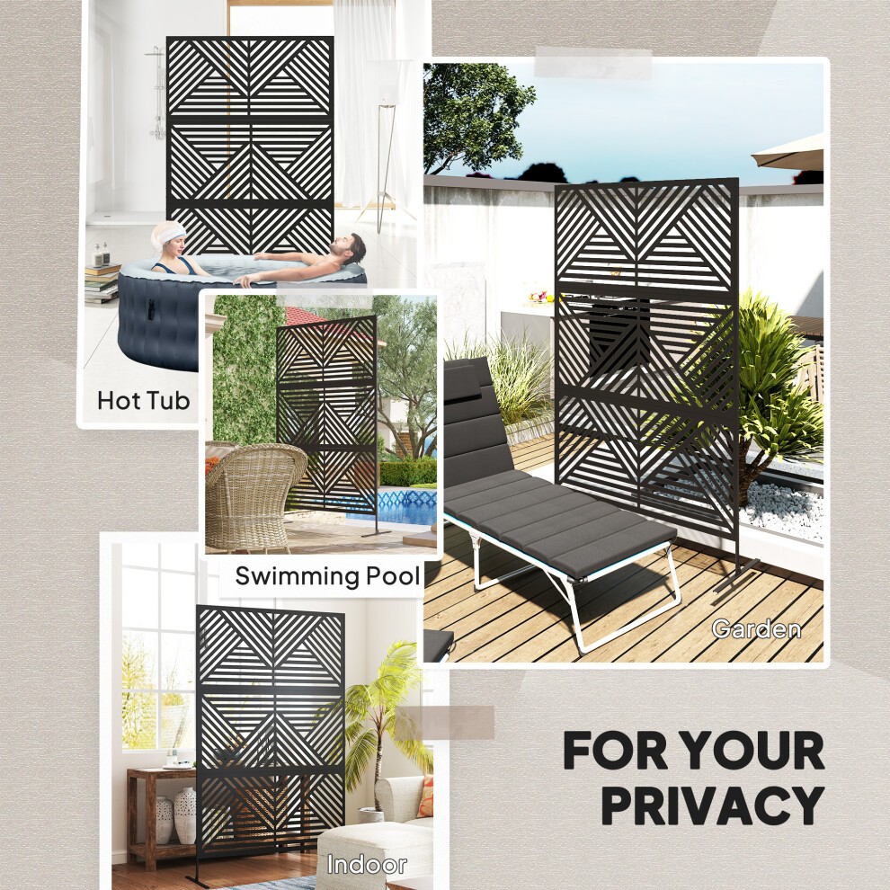 Outsunny Rhombus Black Outdoor Divider Privacy Panel with Stand - image 5