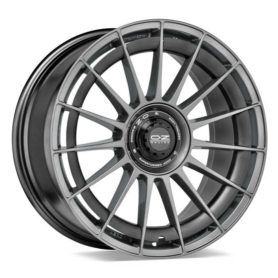 OZ Racing I-TECH Superturismo Aero Alloy Wheel in Star Graphite, featuring a 10-spoke design, 20x8.5 inch size, ET35 offset, and 5x120 PCD, showcasing a sleek graphite finish.