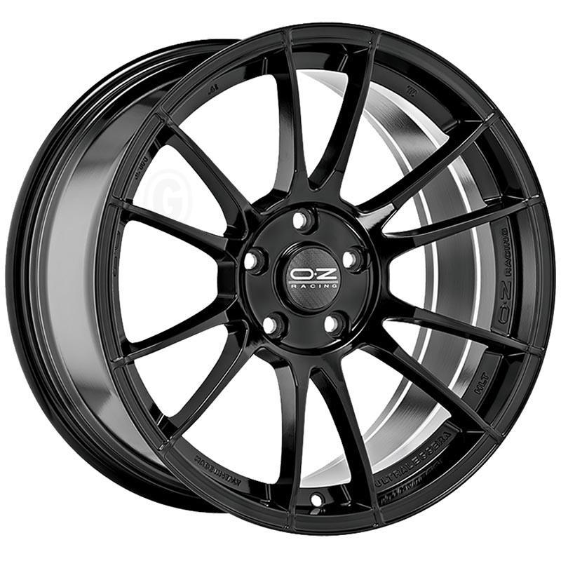 Gloss black OZ Racing I-TECH Ultraleggera HLT alloy wheel set, featuring a sleek design with 10 spokes, 19x8 inch size, ET45 offset, 5x112 PCD, and 75mm centre bore.