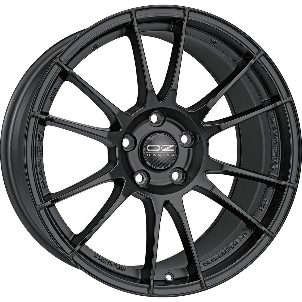 OZ Racing I-TECH Ultraleggera HLT alloy wheel in matte black, featuring a sleek design with five spokes, 19x8 inch size, ET45 offset, 5x112 PCD, and 75mm centre bore.