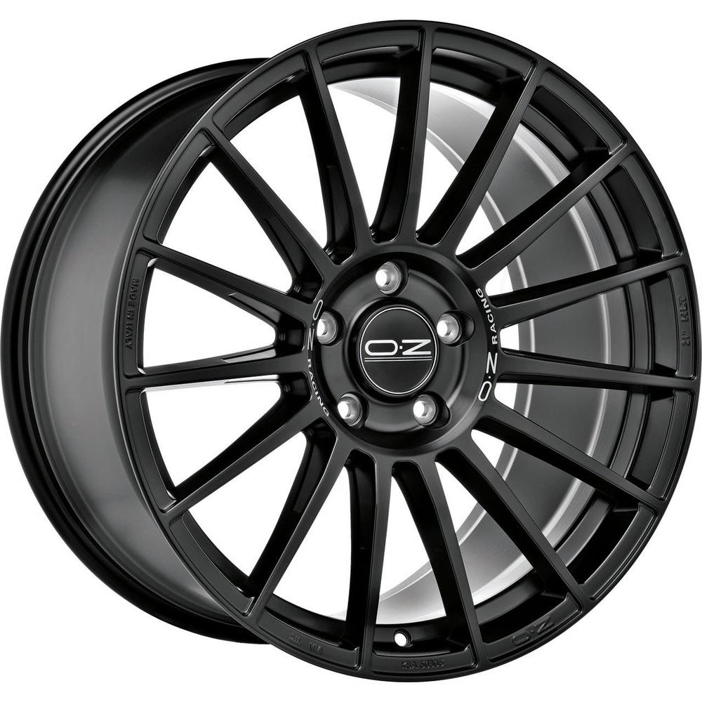 OZ Racing Superturismo Dakar alloy wheel in matte black with silver lettering, featuring a 20x10 inch size, ET48 offset, and 5x130 PCD, sold as a set of four.