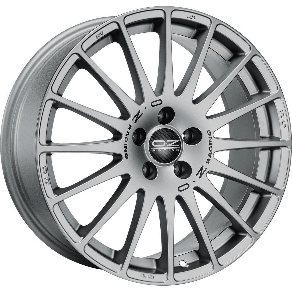 OZ Racing Superturismo GT alloy wheel in Grigio Corsa with black lettering, featuring a sleek 10-spoke design, 17x7 inch size, ET25 offset, and 4x108 PCD.