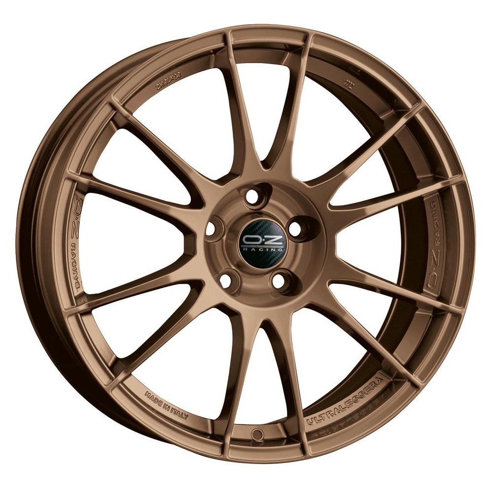 OZ Racing Ultraleggera alloy wheel in matte bronze, featuring a sleek design with 10 spokes, 17x8 inch size, ET48 offset, 5x112 PCD, and 75mm center bore.