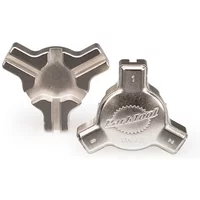 Silver Park Tool SW-7.2 triple spoke wrench with three notched ends and engraved logo.