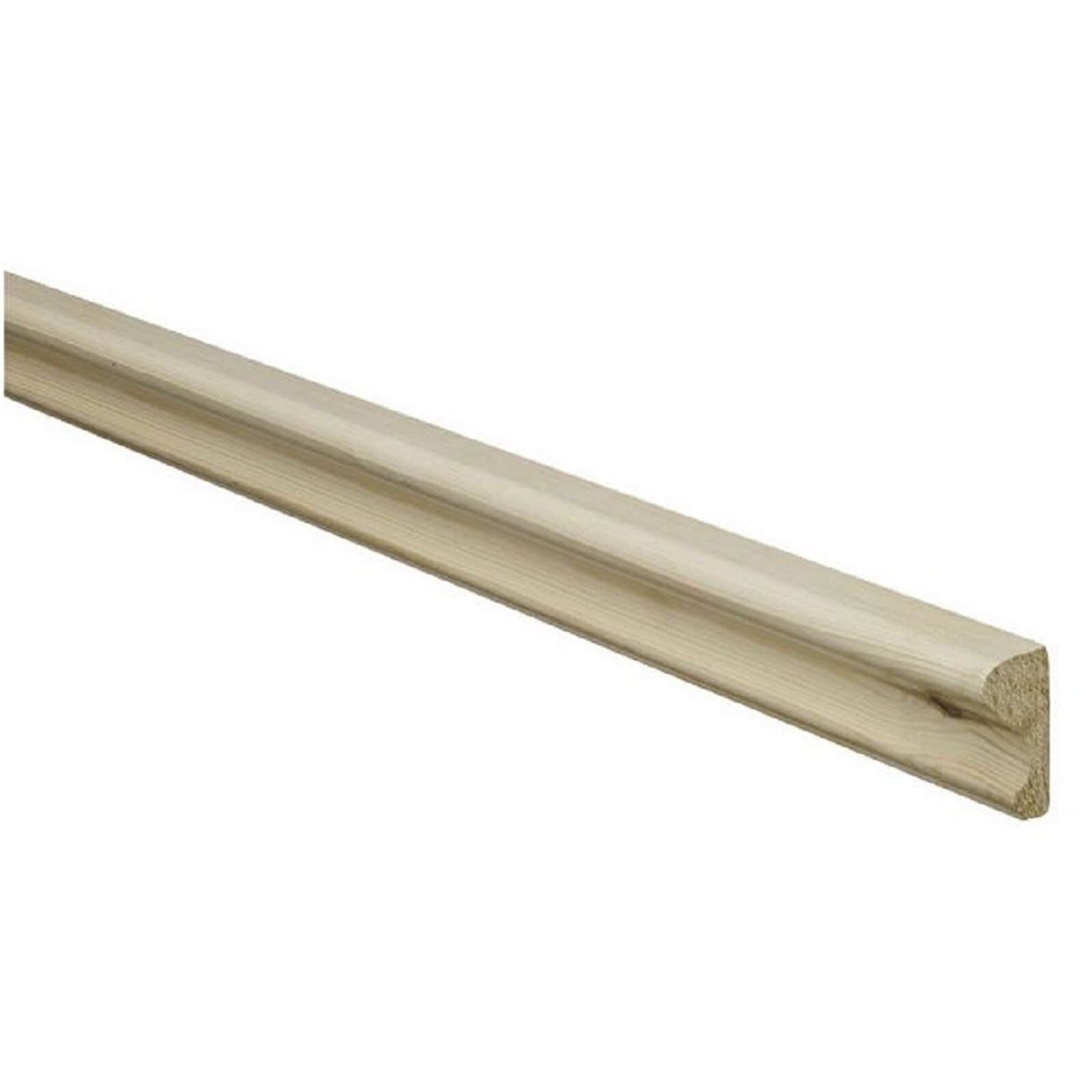 Pine decorative moulding measuring 2400 x 44 x 20mm, featuring a smooth, natural finish with subtle grain patterns and a rounded edge design.