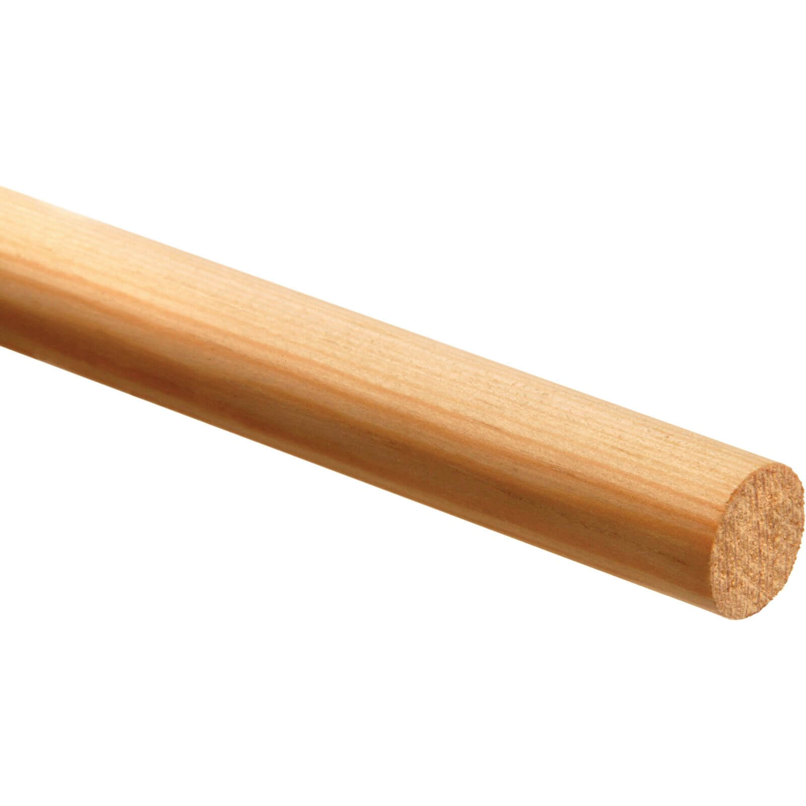 Light-colored pine dowel decorative moulding, measuring 12mm in diameter and 2400mm in length, showcasing a smooth, natural wood finish.
