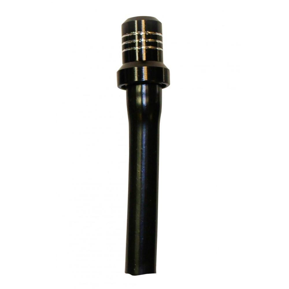 Black vented breather pipe made of durable material, featuring a ribbed top and smooth cylindrical body, designed for optimal airflow in various applications.