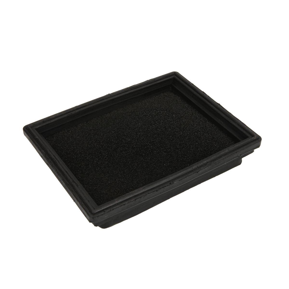 Black rectangular performance air filter element measuring 186x139mm, featuring a textured surface and a sturdy rubber frame for a secure fit.