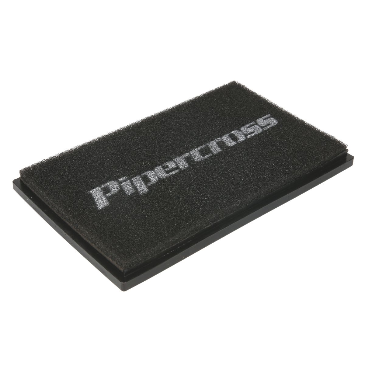 Black rectangular air filter panel measuring 279x172mm, featuring a textured foam material with "Pipercross" logo printed in white on the surface.