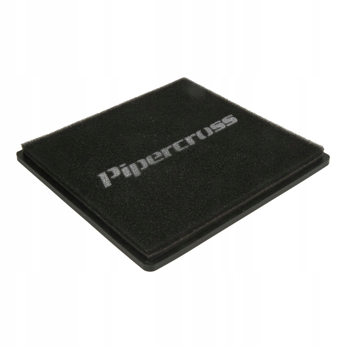 Black rectangular air filter panel measuring 296x282mm, featuring a textured foam surface and embossed "Pipercross" logo in white.