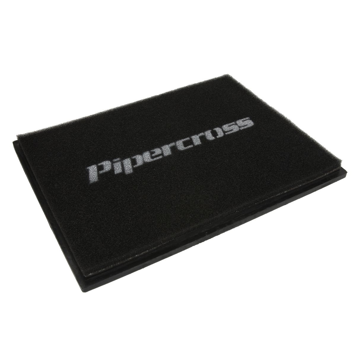 Black rectangular performance air filter panel measuring 326x252mm, featuring a textured foam material with "Pipercross" logo prominently displayed in white.