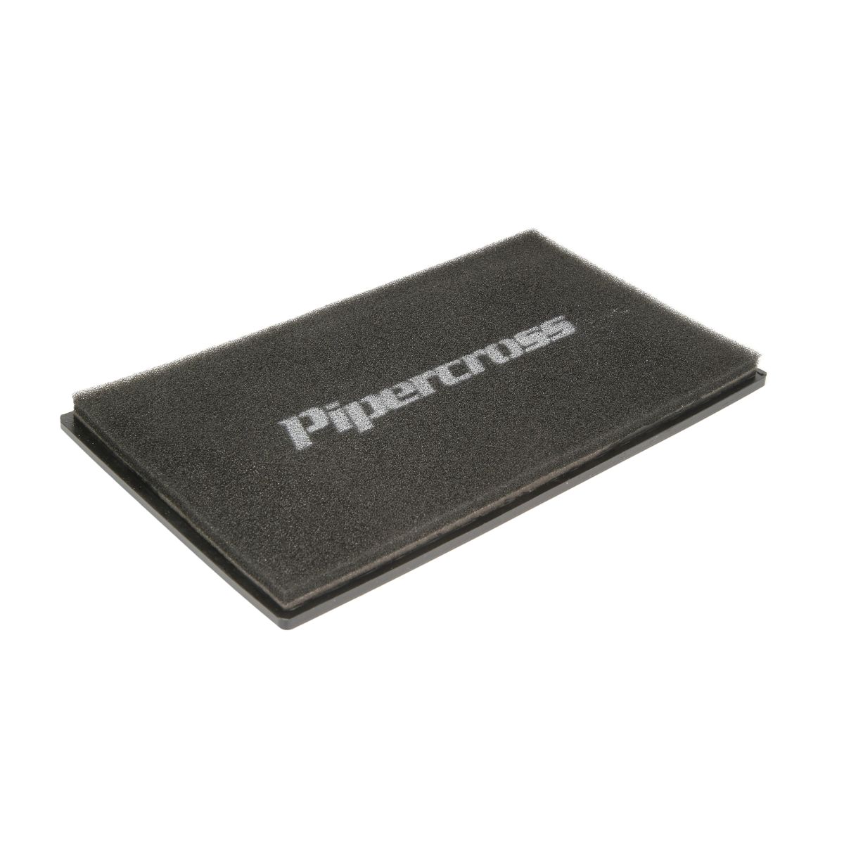 Black rectangular air filter panel measuring 374x213mm, featuring a textured foam material and the "Pipercross" logo printed in white on the surface.