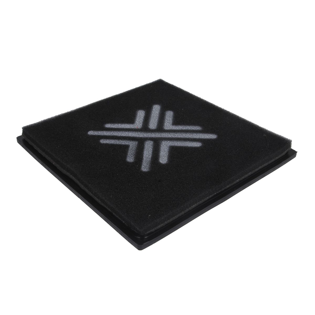 Black rectangular air filter with a textured surface, featuring a white Pipercross logo design, measuring 277x262mm, mounted on a sturdy black frame.