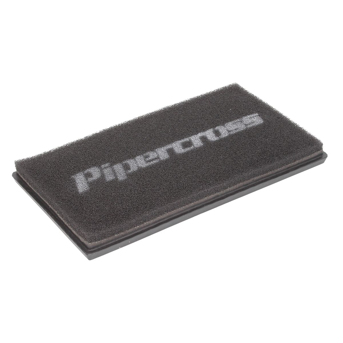 Black rectangular foam air filter with a textured surface, featuring the white "Pipercross" logo prominently displayed on top.