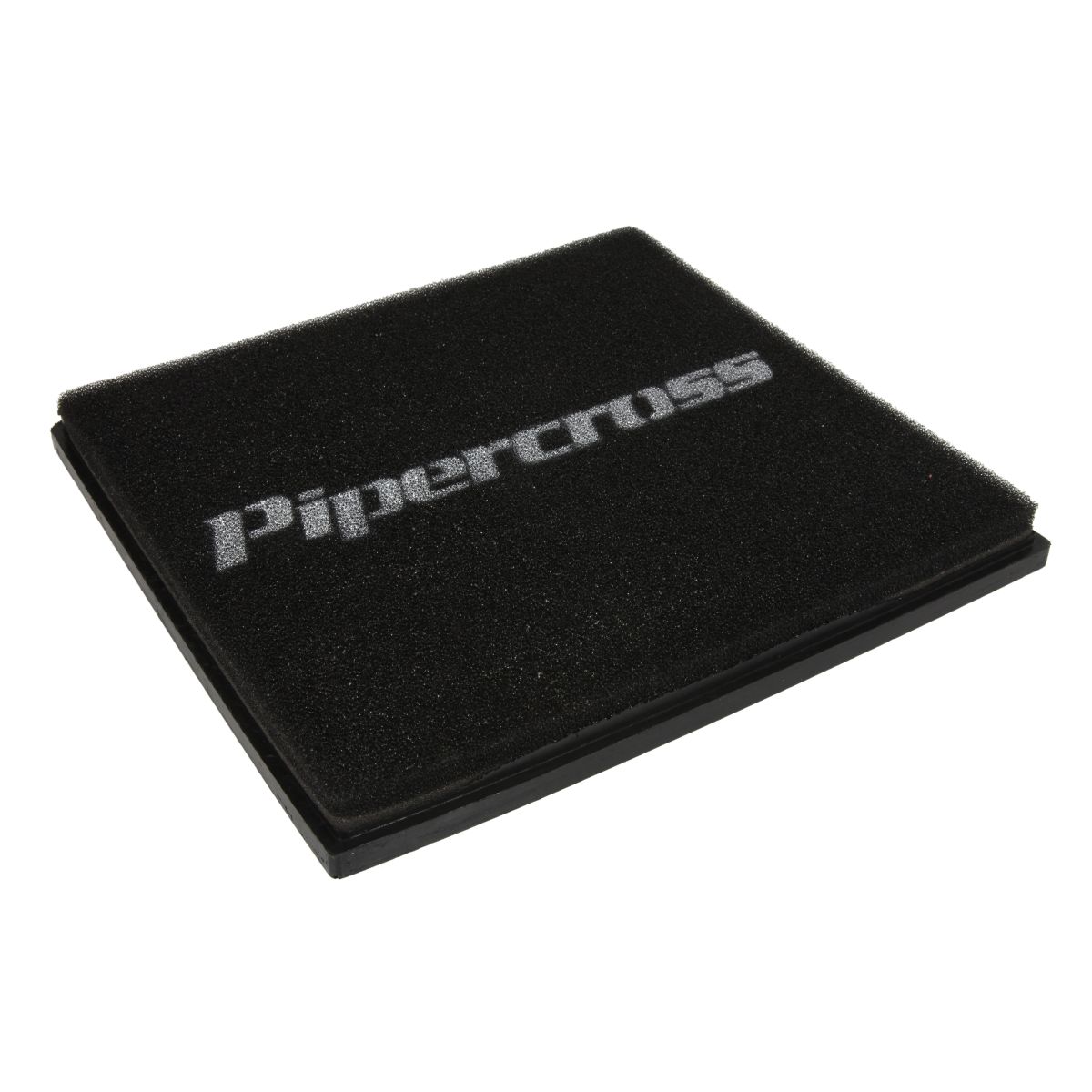 Black rectangular air filter with a textured foam surface and a rubber base, featuring the "Pipercross" logo in white across the top.
