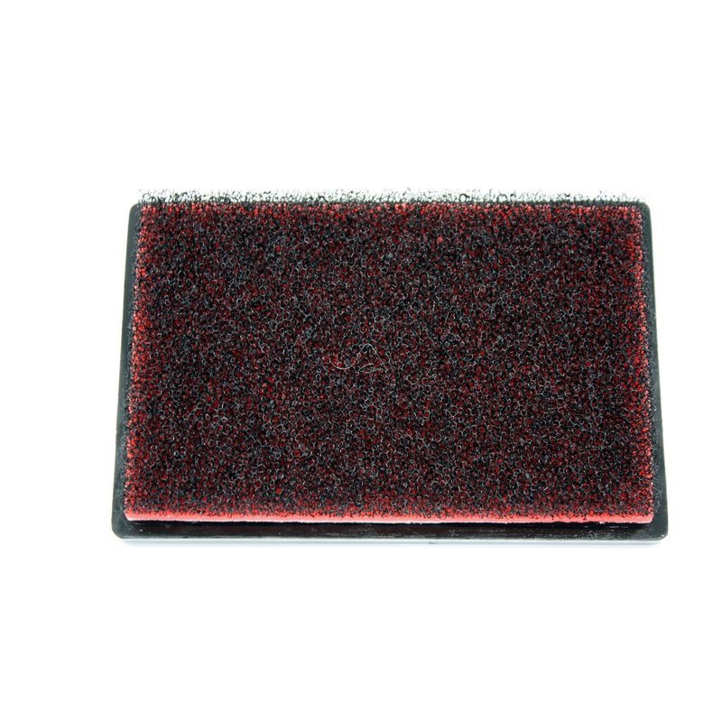 Rectangular performance air filter element by Pipercross, measuring 179x117mm, featuring a black and red foam material with a textured surface for enhanced airflow.