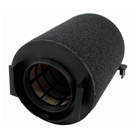 Pipercross Performance Replacement Element featuring a cylindrical black foam filter with a sturdy plastic frame and a grid structure at the base, measuring 136x68mm.