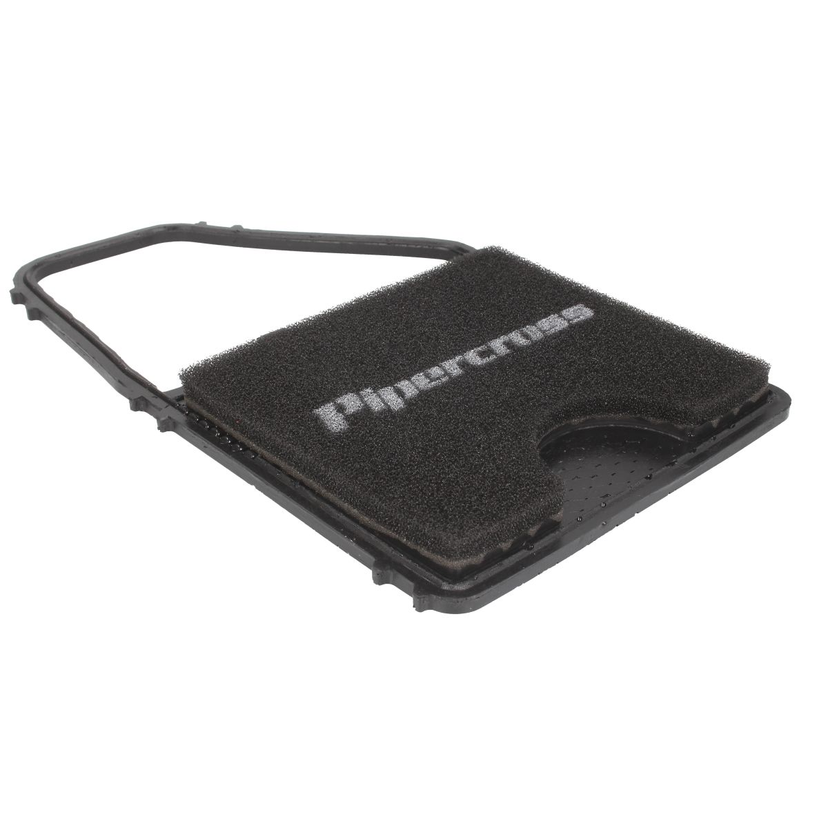 Black foam air filter with a unique panel design, measuring 319x200mm, featuring a rubber frame and the "Pipercross" logo prominently displayed in white.