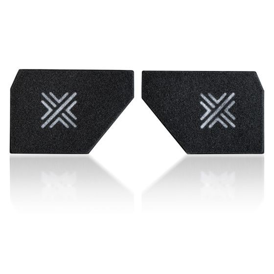 Black performance air filter elements with a unique panel design, featuring a textured surface and Pipercross logo, measuring 286x194mm.