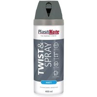 PlastiKote Twist & Spray Matt 400ml, Blue Steel can with gray cap and bold white text on label.