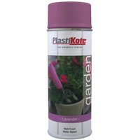 Lavender PlastiKote Garden Colours spray paint can, 400ml, with purple cap and floral label design.