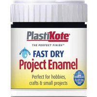 PlastiKote Fast Dry Enamel Paint, gloss black, 59ml bottle with white cap and blue label accents.