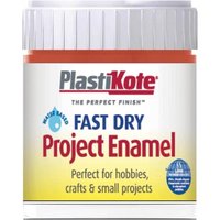 PlastiKote Fast Dry Enamel Paint bottle, Insignia Red, 59ml, with white cap and label featuring blue and red text.