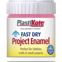 Hot pink PlastiKote enamel paint bottle with white cap, 59ml, labeled for hobbies and crafts.