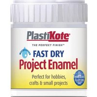 PlastiKote silver enamel paint bottle with ribbed cap and blue label, 59ml, for crafts and small projects.