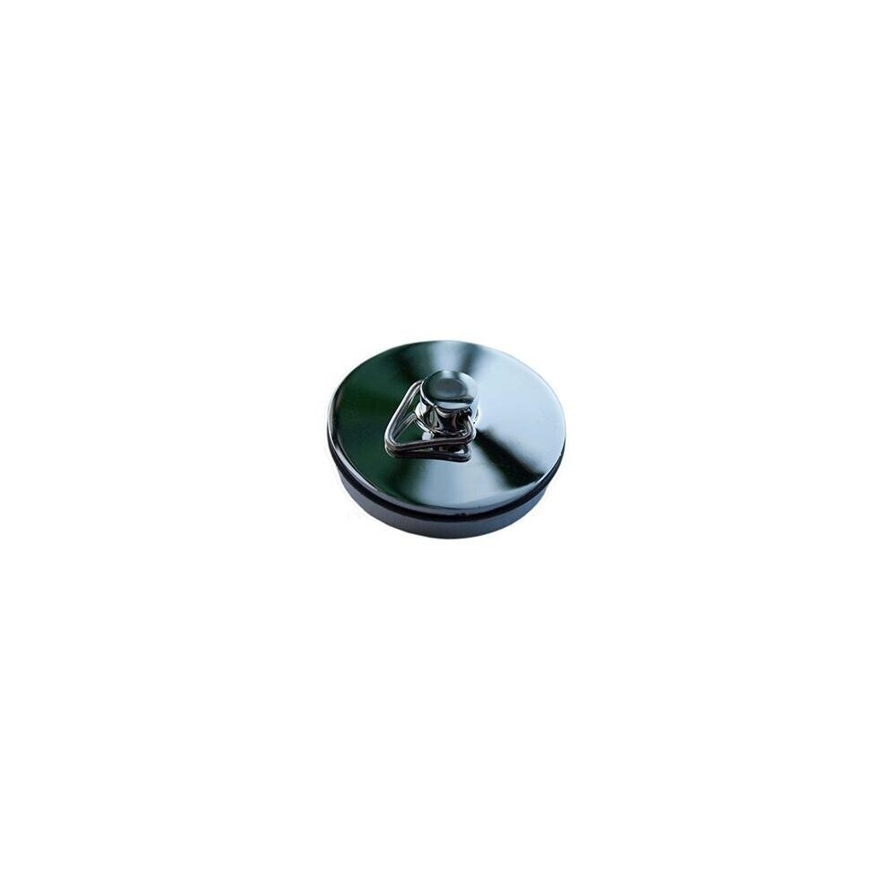 Chrome-plated pop-up basin plug with a strainer, featuring a round design and a central lift mechanism, suitable for 1 1/2" drain openings.
