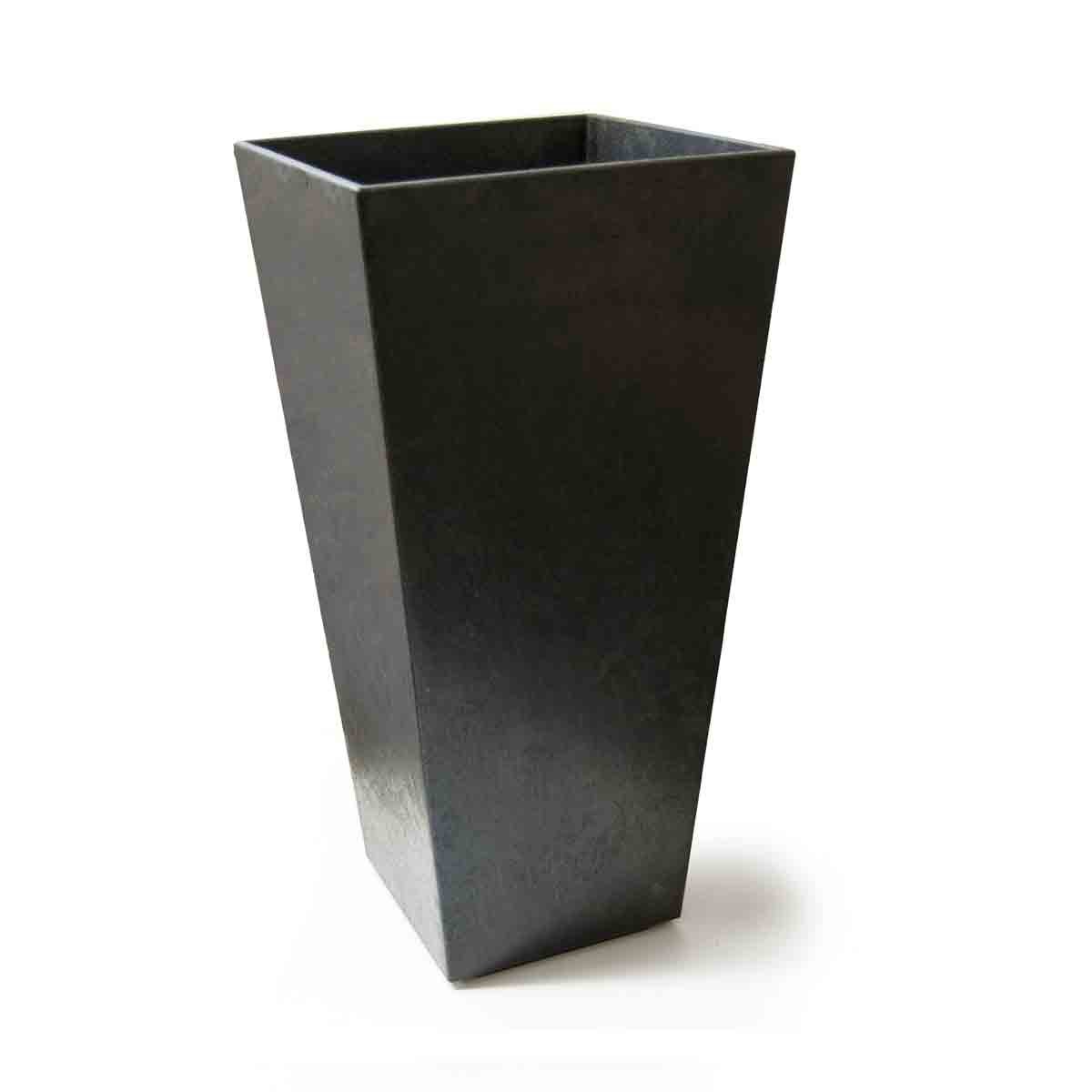 Slate grey, tapered planter made from durable material, measuring 70cm in height, featuring a modern design suitable for indoor or outdoor use.