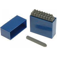 Blue box set containing gray metal letter punches, one punch displayed separately, Priory branding visible.