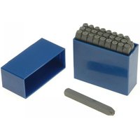 Blue box set of Priory letter punches, 5/32 inch, with gray metal punches and removable lid.