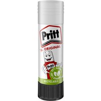 Pritt 1456074 Stick Glue 22G, white tube with black cap, red logo, and green recyclable label.