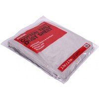 ProDec Cotton Twill Dust Sheet 12'x9', folded in clear packaging with red and white label.