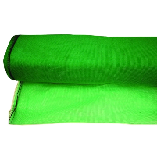 Bright green Proguard debris netting, measuring 2m x 50m, made of durable mesh material, rolled up with a black border along the edge.