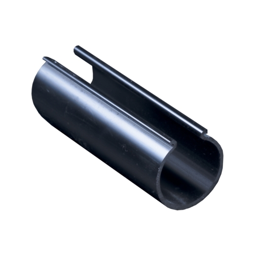 Black plastic clip designed for securing Eazi Props, featuring a cylindrical shape with a smooth finish and a side slot for easy attachment.